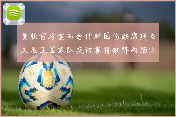 曼联官方宣布舍什科因伤缺席斯洛文尼亚国家队友谊赛将缺阵两场比赛